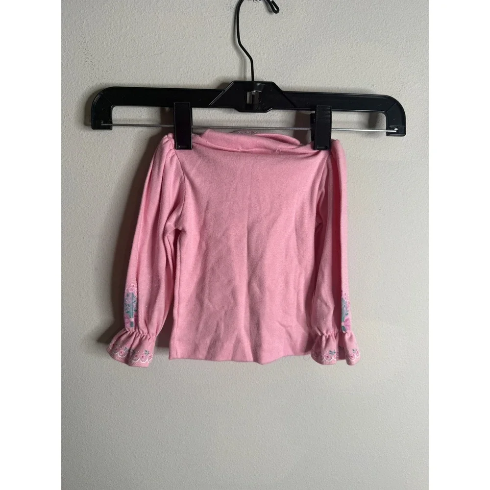 OshKosh B'Gosh Baby 6-9M Vintage Pink Floral Embroidered Ruffle‎ Long Sleeve Top